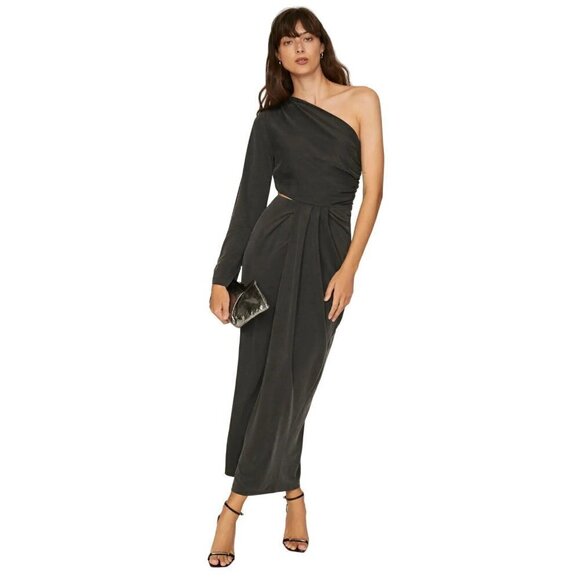Something Navy One Shoulder Gown in Black Medium Womens Long Maxi Dress - Picture 1 of 16